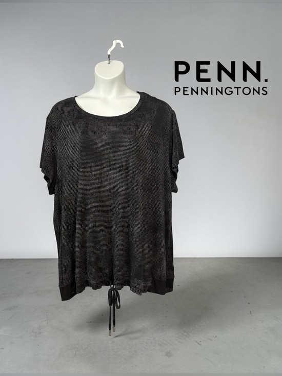 Penningtons (Active Zone) Tops - Active Zone Penningtons, 4X Plus Size, Activewear Top Black Drawstring Hem